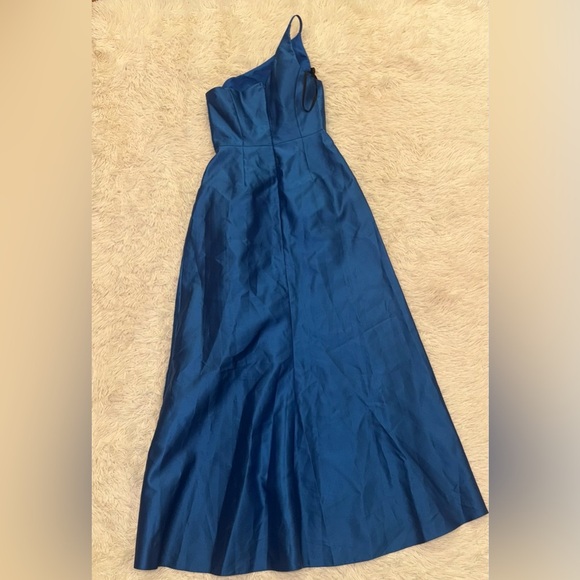 NEW ALFRED SUNG Strapless Satin Classic High Low Hem Dress D831 Blue sz US 2 - Picture 7 of 7
